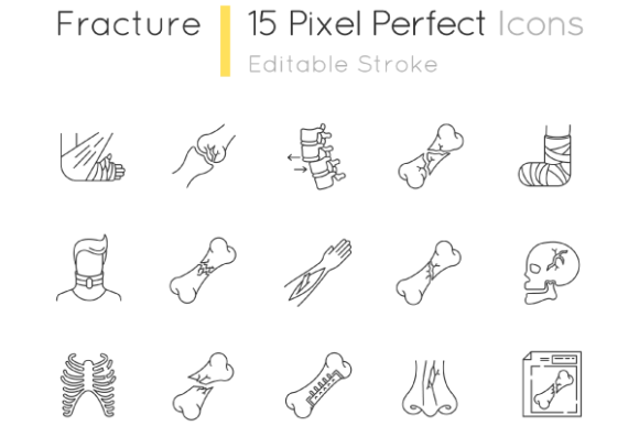 Bone Fracture X-ray Scan Icons Set: Enhancing Medical Visual Communication