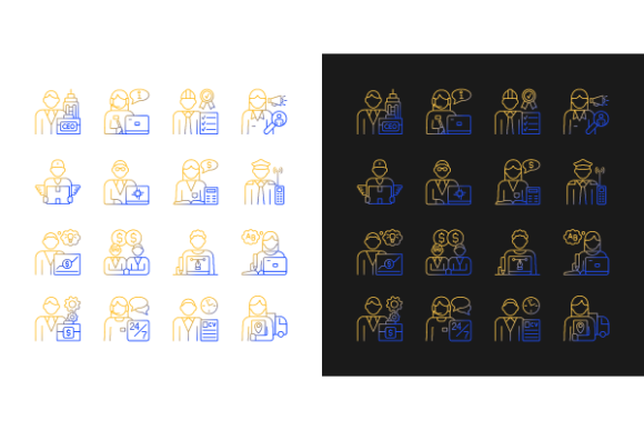 Company Staff Gradient Icons Bundle: Elevating Visual Communication