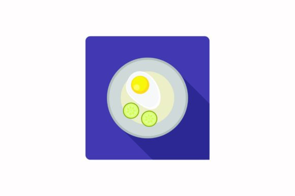Flat Icon: Food Plate with Food on It