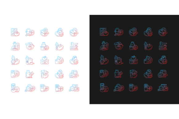 Food Testing Gradient Icons Bundle for Design
