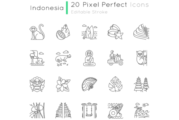 Indonesia Linear Icons Set: Authentic Design Assets