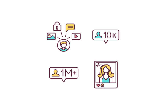 Influencer Marketing RGB Color Icons Set