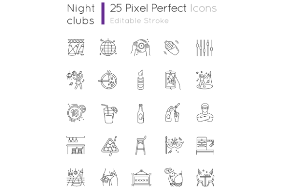 Night Club Pixel Perfect Icons Set: Elevating Nightlife Design with Precision