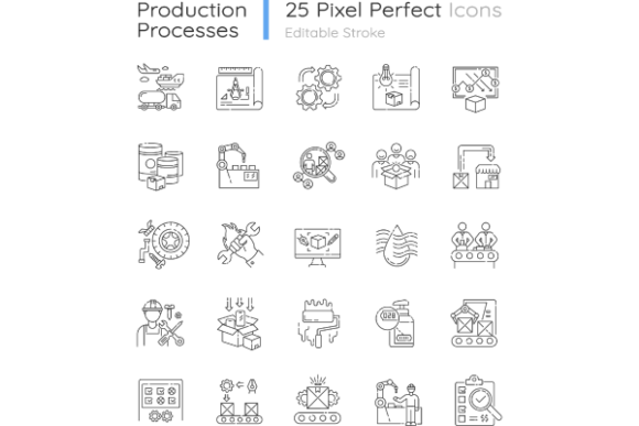 Production Process Pixel Perfect Icons