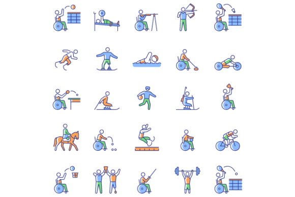 Sport Competition RGB Color Icons Set Guide