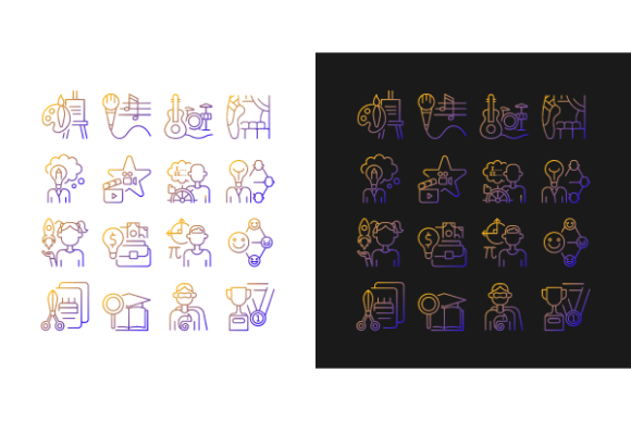 Talents and Aptitudes Gradient Icons Set Guide
