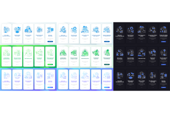 Waste Recycling Trends App Screen Bundle: Designing for Environmental Impact