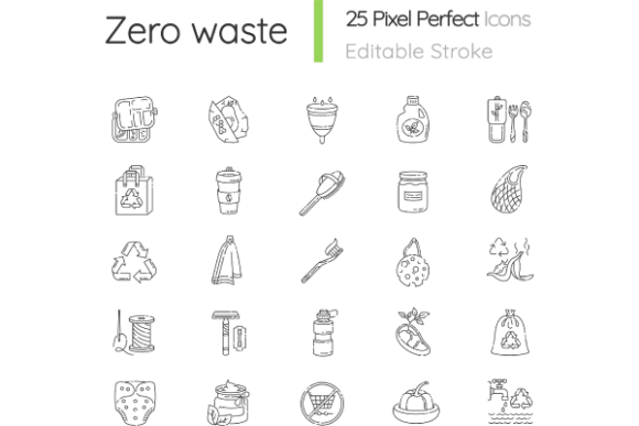 Zero Waste Linear Icons Set: Integrating Sustainable Visuals into Professional Design Workflows